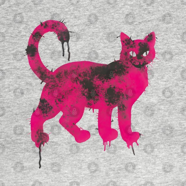 Pink Cat Spray Paint Graffiti by Ravenglow